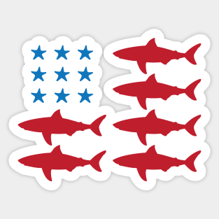 Shark &amp; Starfish American Flag Sticker